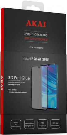 Стекло защитное Akai Huawei P Smart 2019 3D Full Glue черная рамка