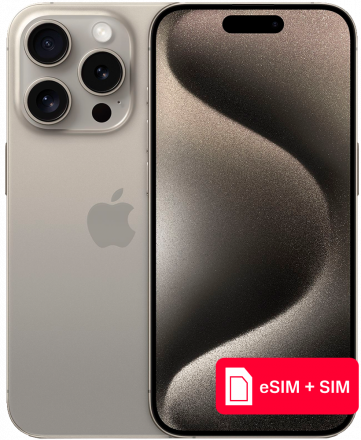 Смартфон Apple iPhone 15 Pro 128Gb eSIM + SIM Натуральный титан