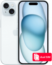 Смартфон Apple iPhone 15 256Gb SIM + SIM Голубой