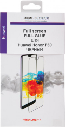Стекло защитное RedLine Huawei P30 Full Screen Full Glue черная рамка
