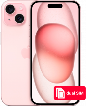 Смартфон Apple iPhone 15 128Gb SIM + SIM Розовый