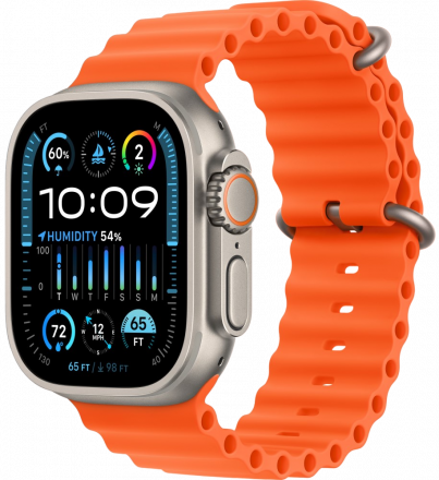 Часы Apple Watch Ultra 2 GPS 49мм корпус из титана титановый+ремешок ocean band Оранжевый