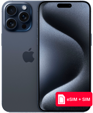 Смартфон Apple iPhone 15 Pro Max 256Gb eSIM + SIM Синий титан