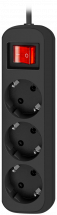 Сетевой фильтр Plus Electric B260 1.8м с выключателем 3 розетки Черный