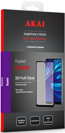 Стекло защитное Akai Huawei Y5 2019 3D Full Glue черная рамка