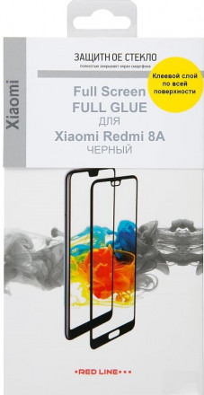 Стекло защитное RedLine Xiaomi Redmi 8A 2.5D черная рамка