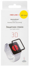 Стекло защитное RedLine Corning для Apple Watch 42 мм 3D черная рамка