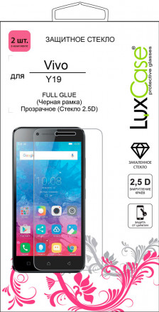 Стекло защитное LuxCase Vivo Y19 2.5D FG черная рамка 2 шт