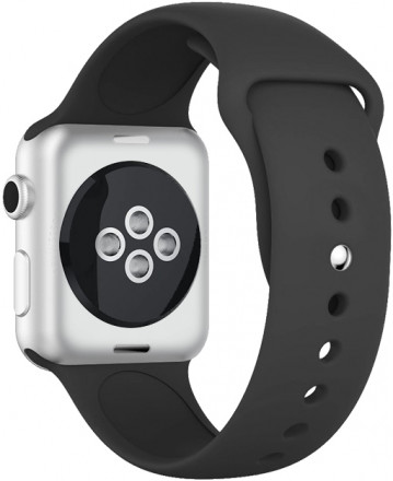 Ремешок для умных часов DF Apple Watch 42/44мм силиконовый Black